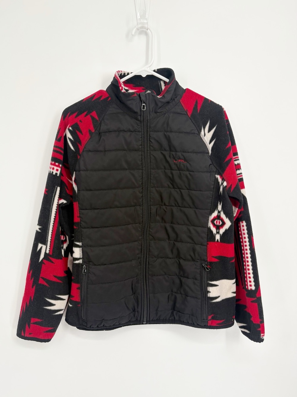 Ralph Lauren Active Black & Red Aztec Quilted Fleece Jacket